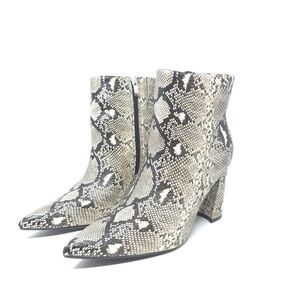 New Marc Fisher Greneda2 Snakeskin Leather Pointed Toe Ankle Boots